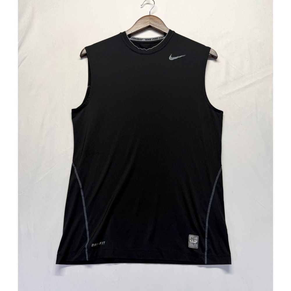 Nike Dri Fit Pro Combat Fitted Tank Top Mens Medium Black Athletic Gym Training